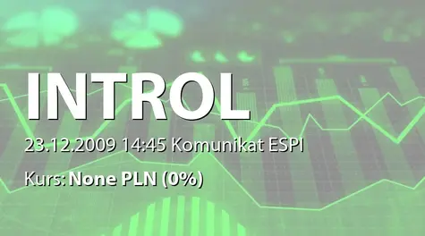 INTROL S.A.: Rozstrzygnięcie postępowania przetargowego w zakresie Budowa Zakładu Uzdatniania Wody - 11,6 mln zł (2009-12-23)