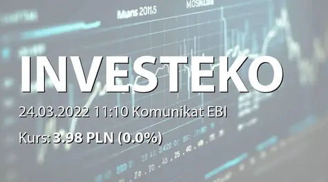 Investeko S.A.: Zmiana terminu publikacji SA-RS 2021 i SA-R 2021 (2022-03-24)