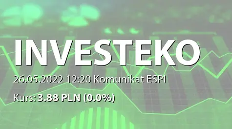 Investeko S.A.: ZWZ - projekty uchwał: podział zysku, zmiana uchwały ws. przyjęcie Programu Opcji Menadżerskich (2022-05-26)