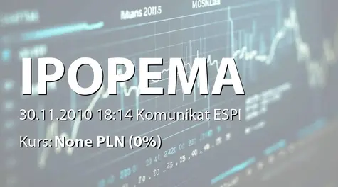 IPOPEMA Securities S.A.: Objęcie akcji w ramach kapitału warunkowego (2010-11-30)