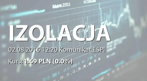 IZOLACJA-JAROCIN S.A.: Korekta raportu ESPI 11/2016 (2016-08-02)