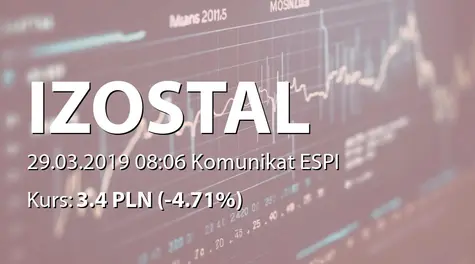 Izostal S.A.: ZWZ - projekty uchwał: wypłata dywidendy - 0,13 PLN (2019-03-29)