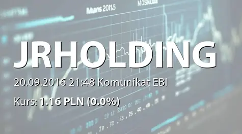 JR HOLDING Alternatywna Spółka Inwestycyjna S.A.: Raport za sierpieĹ 2016 - korekta (2016-09-20)