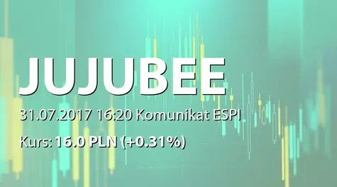 Jujubee S.A.: Ustalenie ceny emisyjnej akcji serii E (2017-07-31)