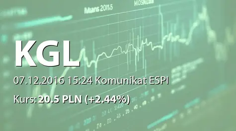 KGL S.A.: Nabycie akcji przez Wiceprezesa Zarządu (2016-12-07)