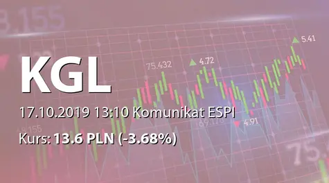 KGL S.A.: Szacunkowe skonsolidowane przychody za III kwartały 2019 r. (2019-10-17)