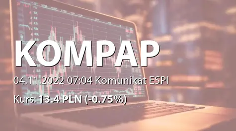 Przedsiębiorstwo Produkcyjno Handlowe KOMPAP S.A.: SA-QSr3 2022 (2022-11-04)