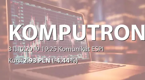 Komputronik S.A.: Potwierdzenie warunków prolongaty finansowania (2019-10-31)