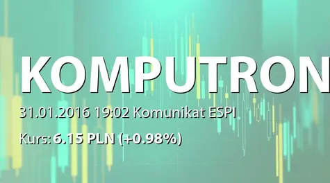 Komputronik S.A.: Terminy przekazywania raportów w 2016 roku (2016-01-31)