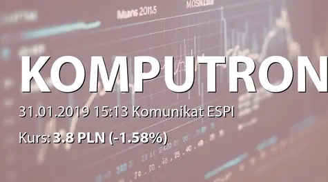 Komputronik S.A.: Terminy przekazywania raportów w 2019 roku (2019-01-31)