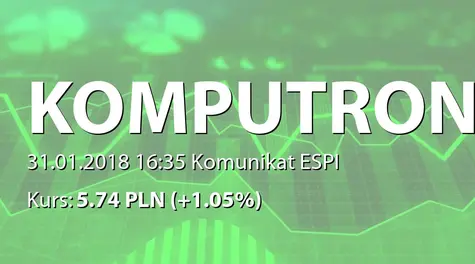 Komputronik S.A.: Terminy publikacji raportów okresowych w roku obrotowym 2018/2019 (2018-01-31)