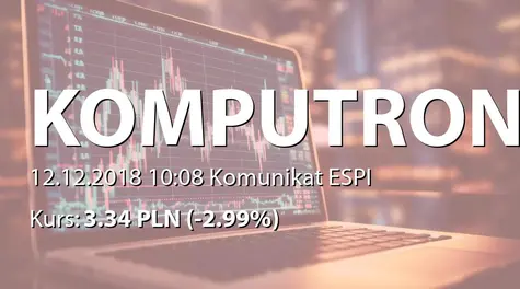 Komputronik S.A.: Zmiana terminu przekazania SA-P 2018 i SA-PS 2018 (2018-12-12)