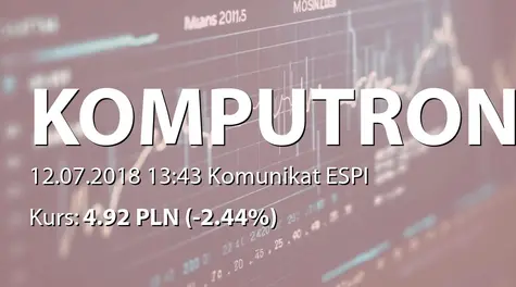 Komputronik S.A.: Zmiana terminu publikacji raportów rocznych (2018-07-12)