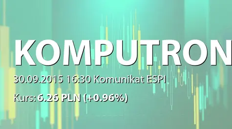 Komputronik S.A.: ZWZ - podjęte uchwały: wypłata dywidendy - 0,50 PLN, zmiana uchwały w spr. emisji warrantów (2015-09-30)