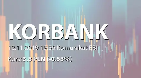 Korbank S.A.: Korekta raportu EBI 10/2019 (2019-11-12)
