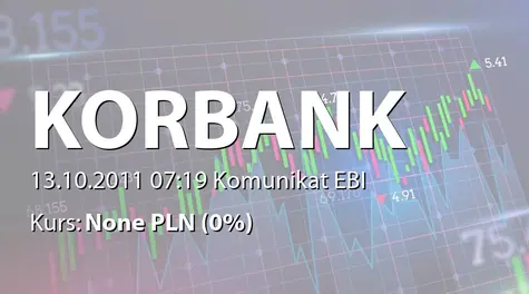 Korbank S.A.: Raport miesięczny za wrzesień 2011 r. (2011-10-13)