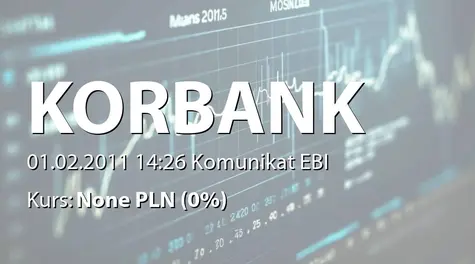 Korbank S.A.: Uzyskanie dostępu do systemu EBI (2011-02-01)