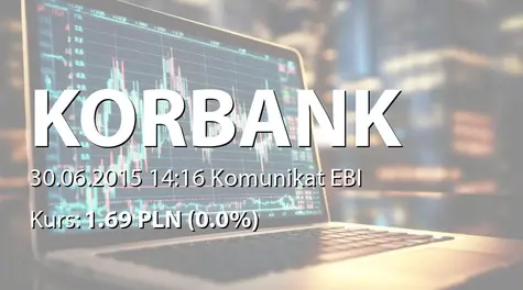 Korbank S.A.: ZWZ - podjęte uchwały: podział zysku (2015-06-30)