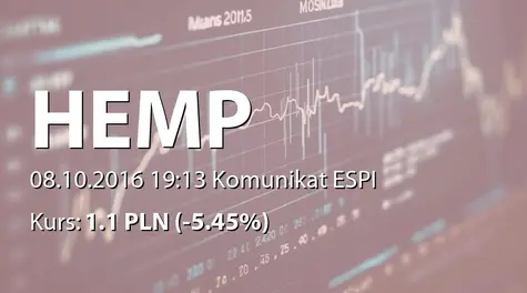 Hemp & Health S.A.: Korekta raportu ESPI 22/2016 (2016-10-08)