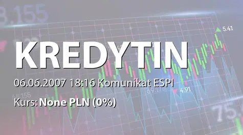 Kredyt Inkaso S.A.: Dopuszczenie akcji serii A, B oraz PDA serii B do obrotu giełdowego (2007-06-06)