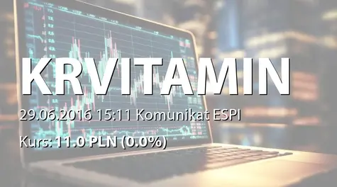 Krynica Vitamin S.A.: ZWZ - lista akcjonariuszy (2016-06-29)