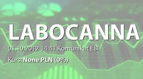 Labocanna S.A.: Zaprzestanie współpracy z autoryzowanym doradcą (2012-10-01)