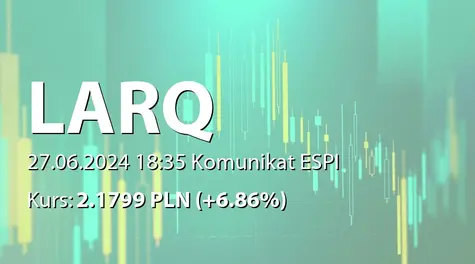 Larq S.A.: ZWZ - podjęte uchwały: podział zysku za rok 2023, zmiany w RN (2024-06-27)