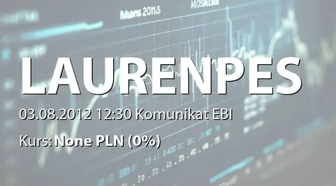 Lauren Peso Polska S.A.: Informacja o wpływie dotacji ze środków Europejskiego Funduszu Społecznego - 400 tys. zł (2012-08-03)