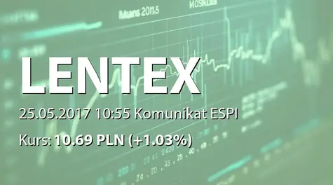 Lentex S.A.: Wypłata dywidendy - 0,50 PLN (2017-05-25)