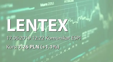 Lentex S.A.: Zmniejszenie udziału w liczbie głosów poniżej 10% przez NN OFE (2019-06-17)