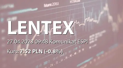 Lentex S.A.: ZWZ (12:00) - projekty uchwał: podział zysku za rok 2022 (2023-04-27)