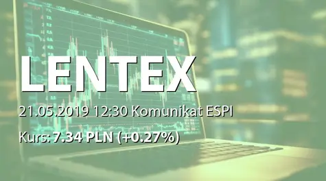 Lentex S.A.: ZWZ - podjęte uchwały: zysk na kapitał zapasowy (2019-05-21)