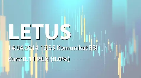 Letus Capital S.A.: Delegowanie członka RN do czasowego wykonywania czynności Prezesa Zarządu (2014-04-14)