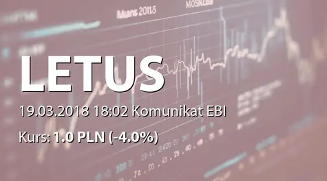 Letus Capital S.A.: Rejestracja podwyĹźszenia kapitału w KRS (2018-03-19)