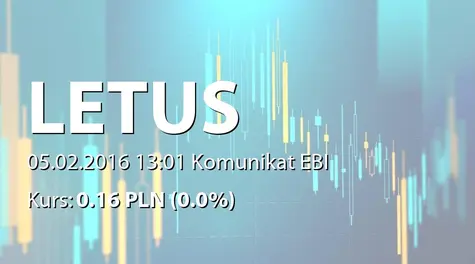 Letus Capital S.A.: Rejestracja podwyższenia kapitału w KRS (2016-02-05)