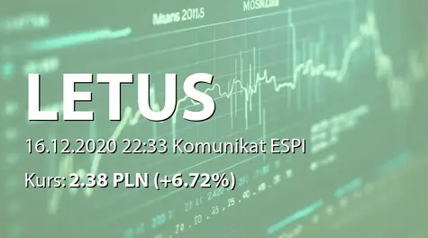 Letus Capital S.A.: Zbycie akcji przez PV Maker sp. z o.o. (2020-12-16)
