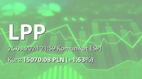 LPP S.A.: Rekomendacja Zarządu ws. wypłaty dywidendy - 610 PLN, wypłata zaliczki na poczet dywidendy - 285 PLN (2024-03-26)