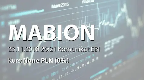 Mabion S.A.: Informacja o aktualizacji prognoz na 2010 rok (2010-11-23)