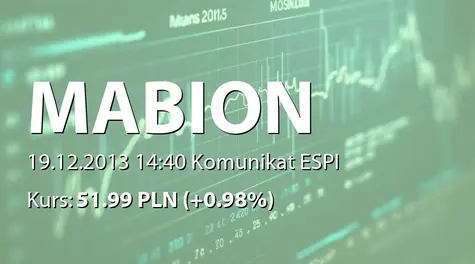 Mabion S.A.: Sprzedaż akcji przez Amathus TFI SA (2013-12-19)