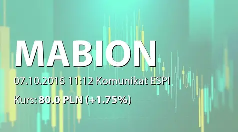 Mabion S.A.: Zmiana terminu przekazania SA-Q3 2016 (2016-10-07)