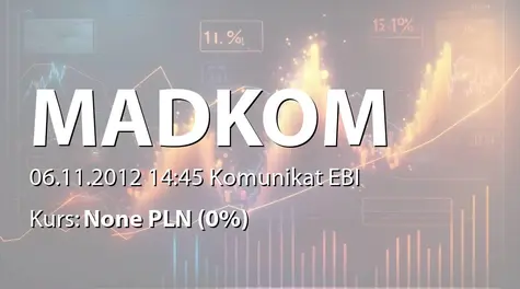 Madkom S.A.: Zmiana terminu przekazania raportu SA-Q3 2012 (2012-11-06)