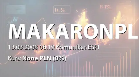 Makarony Polskie S.A.: Dopuszczenie i wprowadzenie akcji serii E do obrotu (2008-03-13)