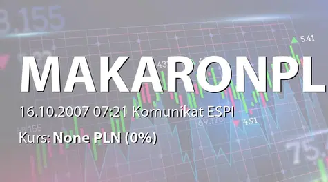 Makarony Polskie S.A.: Korekta prognoz finansowych na rok 2007 (2007-10-16)