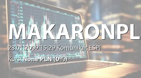 Makarony Polskie S.A.: Otrzymanie częściowej wypłaty dotacji - 4,2 mln zł (2009-01-28)