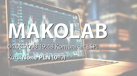 MakoLab S.A.: SA-P 2008 - wybrane dane finansowe (2008-08-04)