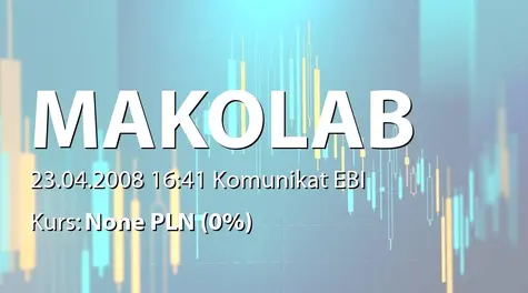 MakoLab S.A.: ZapowiedĹş publikacji danych finansowych za 2007 r. (2008-04-23)