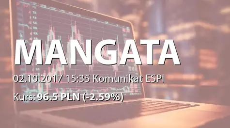 MANGATA HOLDING S.A.: Korekta prognozy wyników Grupy za rok 2017 (2017-10-02)