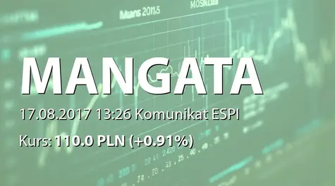 MANGATA HOLDING S.A.: NWZ - zwołanie obrad, projekty uchwał: wypłata dla akcjonariuszy z części kapitału własnego (2017-08-17)