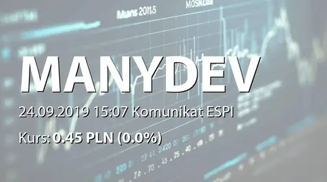 ManyDev Studio SE: Zmiana terminu przekazania SA-P 2019 (2019-09-24)