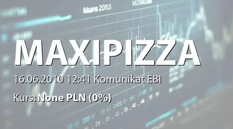 Maxipizza S.A.: Informacja dot. rozpoczęcia działalności operacyjnej pizzerii w Rzeszowie (2010-06-16)